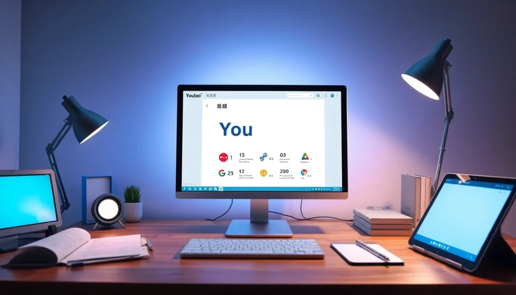 Youdao translation app on a modern workstation for effective language learning.