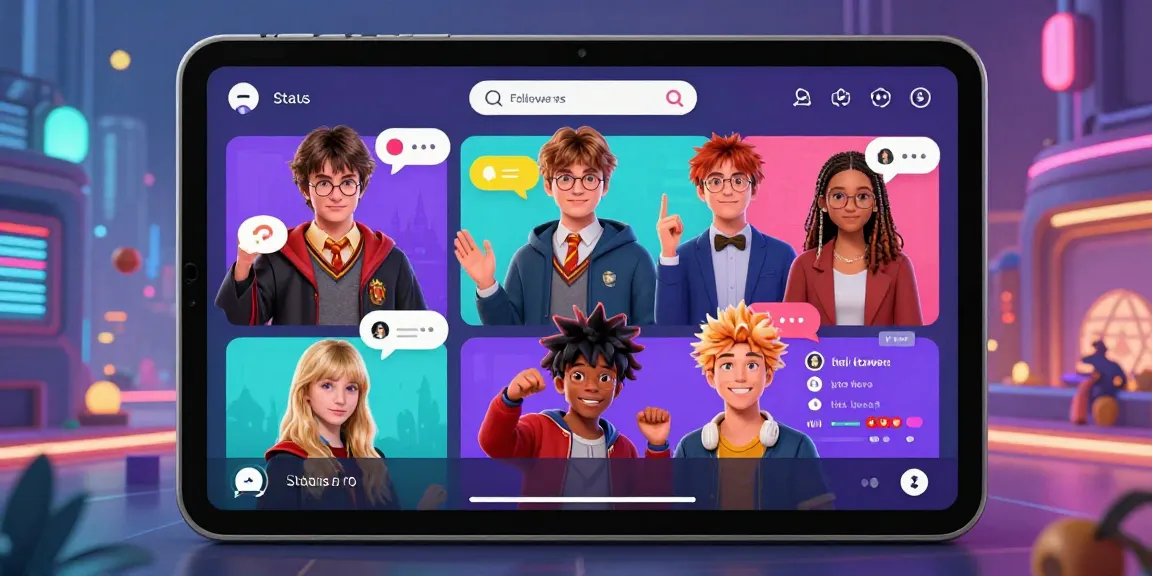 Engaging players in the Status app, showcasing avatars and fandoms in a vibrant online landscape.